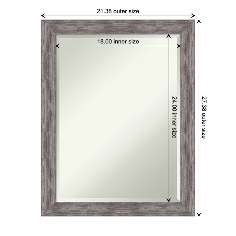 Beveled Wall Mirror - Pinstripe Plank Grey Narrow Frame - Pinstripe Plank Grey Narrow - 21.5 x 27.5-inch