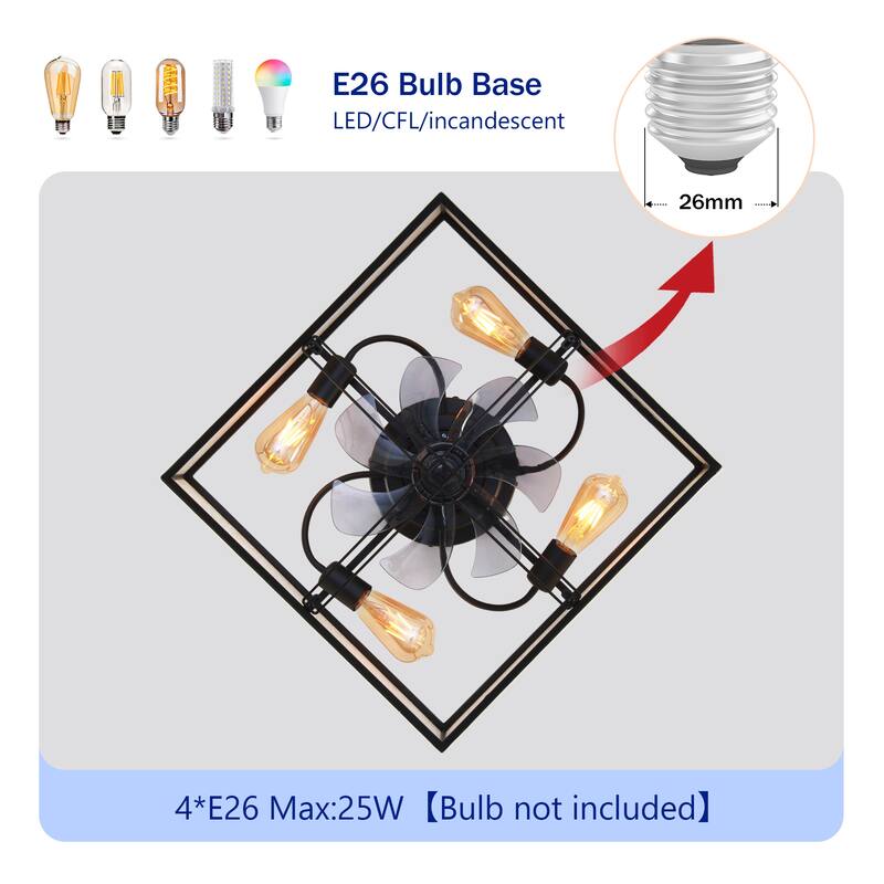 Sofucor 20 Inch Caged Ceiling Fans Flush Mount,Low Profile Fabric Farmhouse Ceiling Fan with Remote Control - N/A