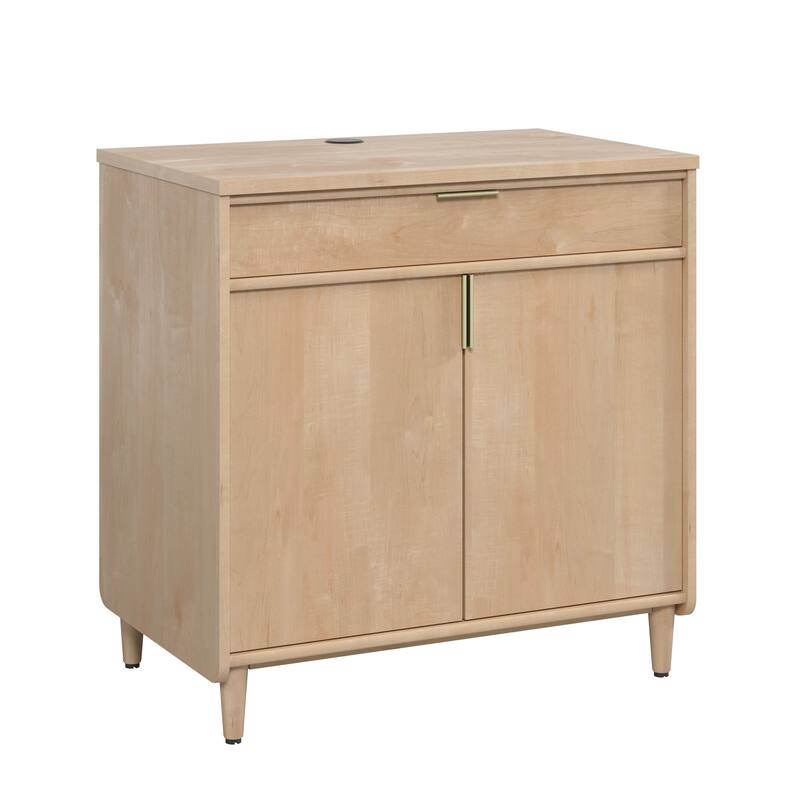 Brown 2-Door Storage Cabinet with Adjustable Shelf and Drawer for Home Office - Brown