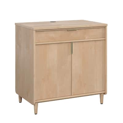 Brown 2-Door Storage Cabinet with Adjustable Shelf and Drawer for Home Office