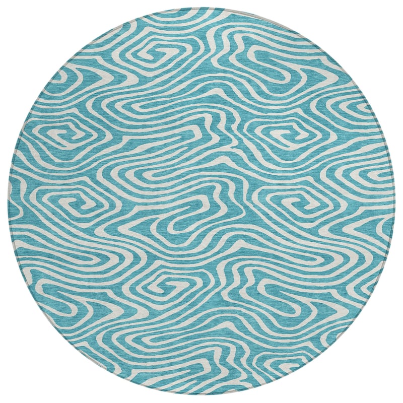 Machine Washable Indoor/ Outdoor Abstract Modern Chantille Rug