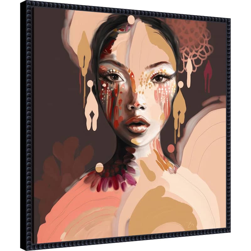 Nara by Bella Eve Framed Canvas Wall Art Print - Sylvie Beaded Black