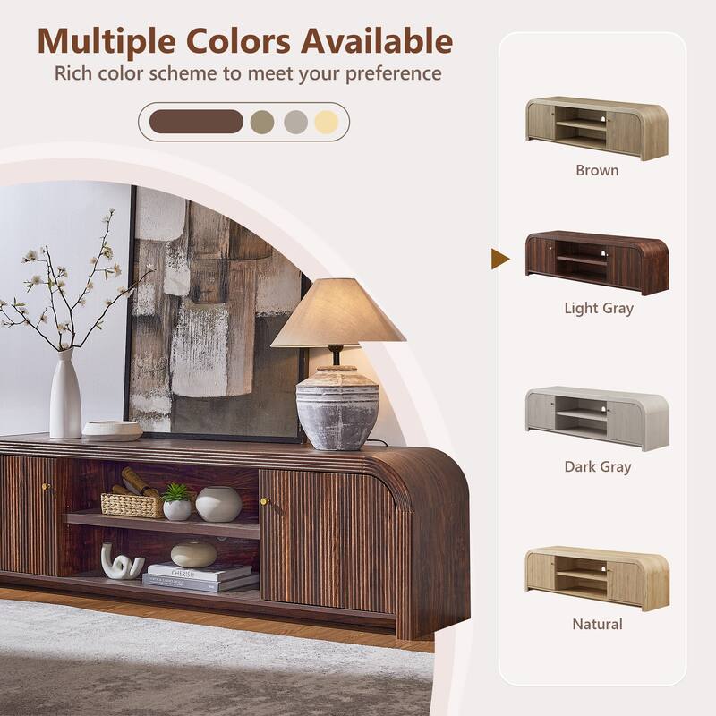 Modern Fluted TV Stand for 80" TV, Media Console, Entertainment Center