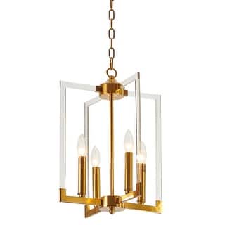 4-Light Bronze Metal Frame Chandelier With Acrylic Arms