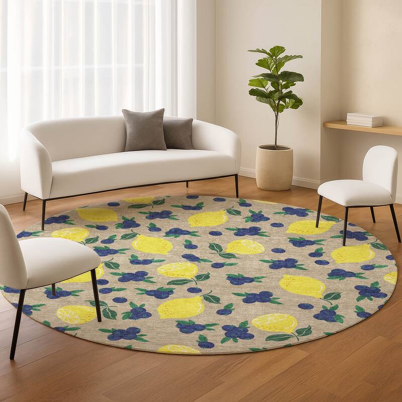 Machine Washable Indoor/ Outdoor Citrus Berry Chantille Rug
