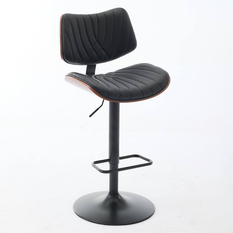 Swivel Bar Stools Set of 2, Counter Height Bar Stools with Back, Leather Upholstered Dining Chair with Footrest