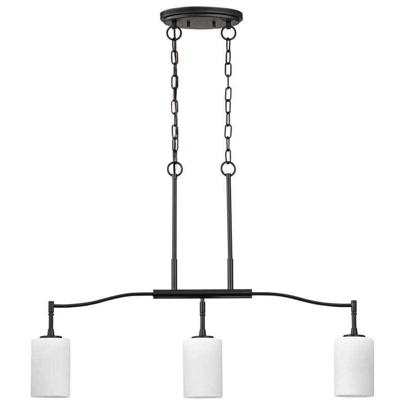 Liam 3 Light Island Pendant Matte Black White Opal Glass - Matte Black