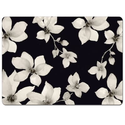 Moody Blooms Hardboard Placemats Protective Cork Backing 4 Pack Layered Construction Heat Tolerant and Easily Wipes Clean