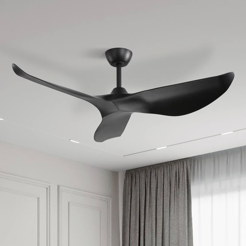 38''/52" Modern Ceiling Fan without Light, Remote Control and Reversible DC Motor Included - Black - 52 Inch