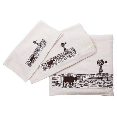 Paseo Road Jasper Embroidered Windmill Landscape Towel Set, 3PC