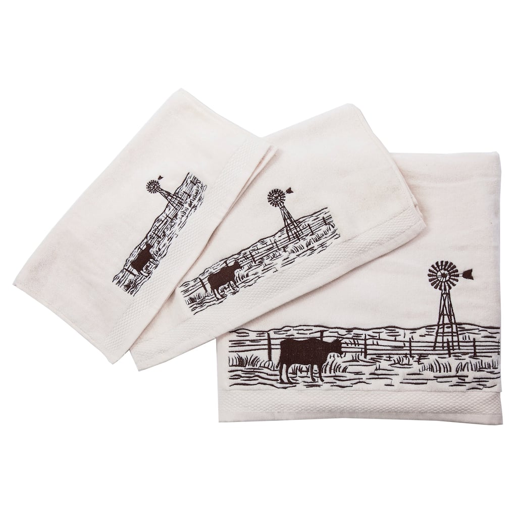 Paseo Road Jasper Embroidered Windmill Landscape Towel Set, 3PC