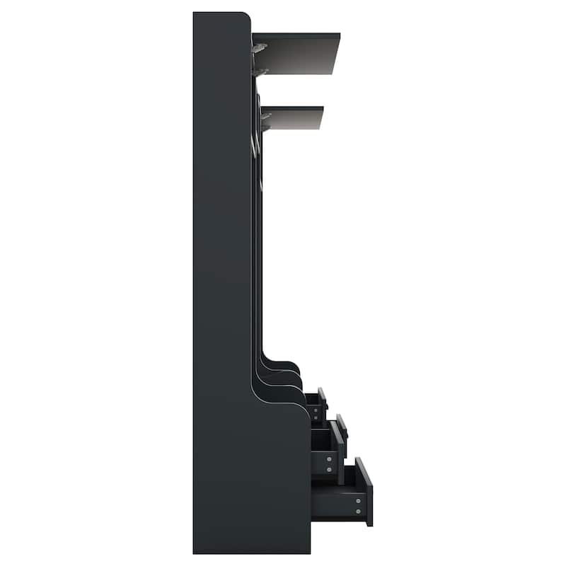GDFStudio - Janet 4 in 1 Detachable Hall Tree with Coat Hooks, Storage Cabinet and Shoe Bench for Entryway or Hallway