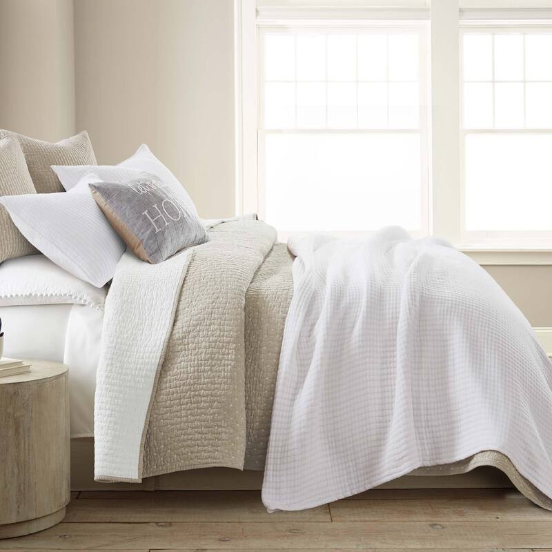 Cross Stitch Taupe Full/Queen Quilt Set - Levtex Home