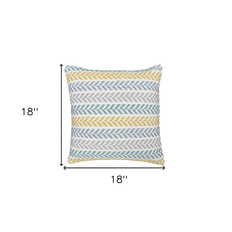 HomeRoots Set of Four 18" X 18" Yellow Beach Chevron Cotton Zippered Pillow