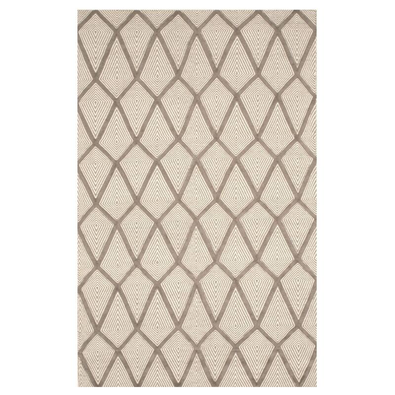 Gray Handmade Wool Transitional Xavier Rug, 9' x 12' - Subtle geometric rug with soft neutral palette. - N/A