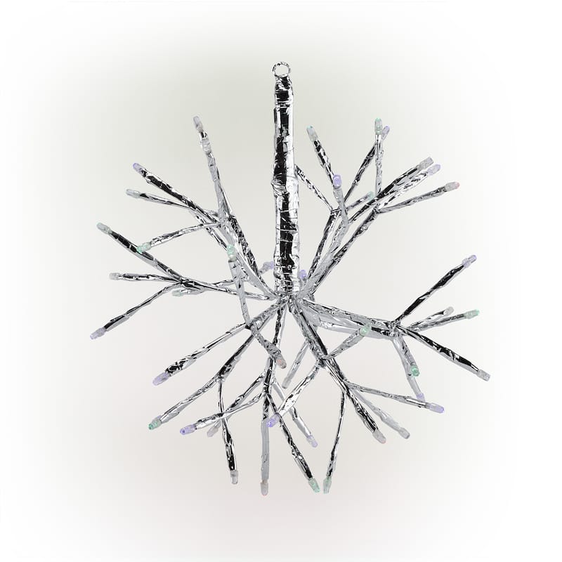 Alpine Corporation 10"H Indoor Christmas Snowflake Ornament with LED Lights