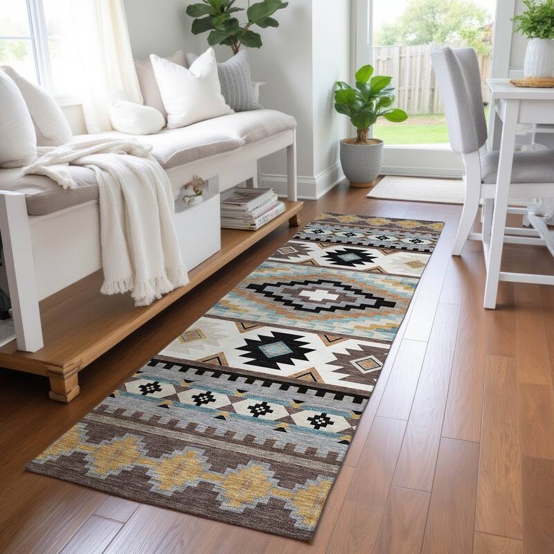 Machine Washable Indoor/ Outdoor Modern Ottawa Chantille Rug