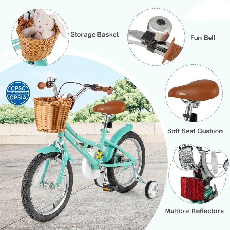 Costway 12"/14"/16"/18" Kids Bike with Height Adjustable Handlebar - See Details