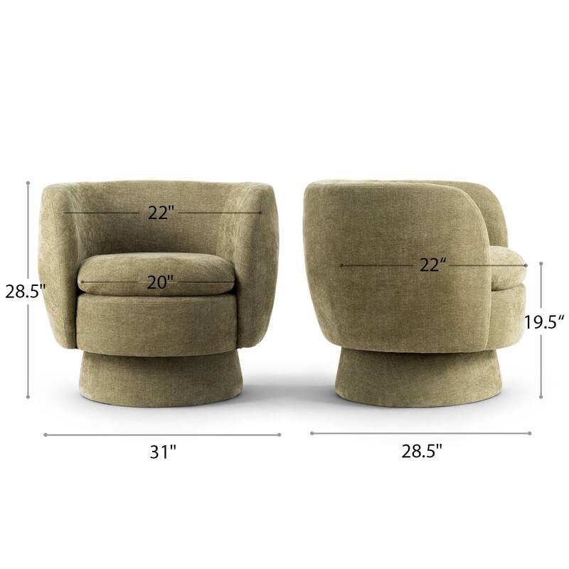 Upholstered Swivel Barrel Accent Chairs(Set of 2)