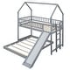 preview thumbnail 8 of 22, Twin over Full House Bunk Bed with Slide and Built-in Ladder