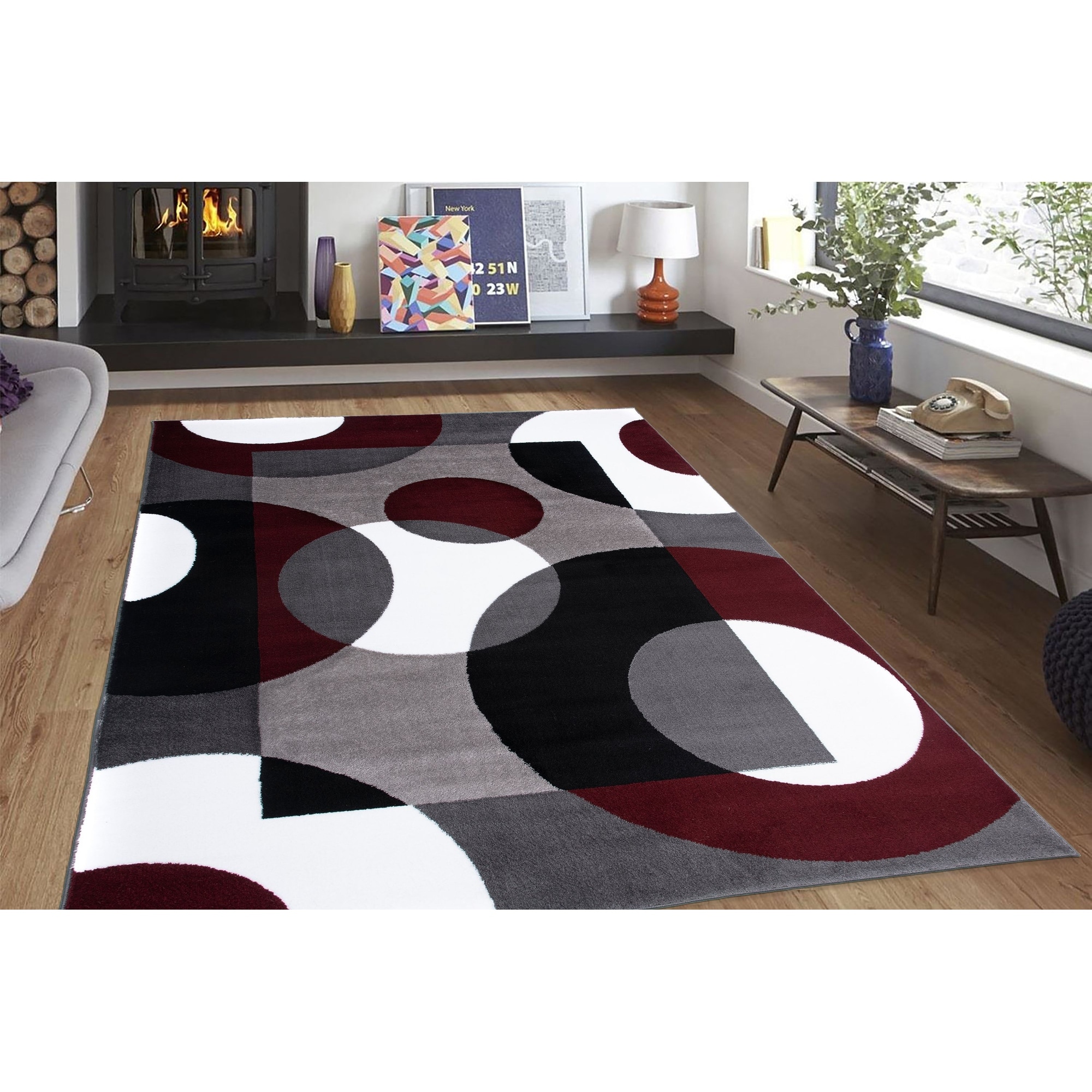 4 x 6 actual is 3'.8''x5' Summit 15 New Area Rug Burgundy Beige Modern Abstract Many Sizes Available