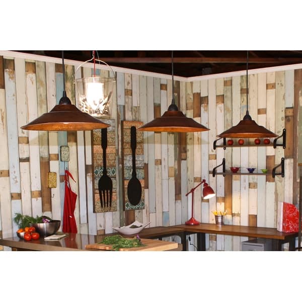 slide 2 of 5, Hammered Copper 13-in Large Pendant Light Shade in Oil Rubbed Bronze (SH-L400DB)