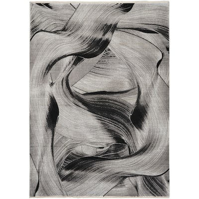 Calvin Klein Balian Abstract Grey/Black Area Rug