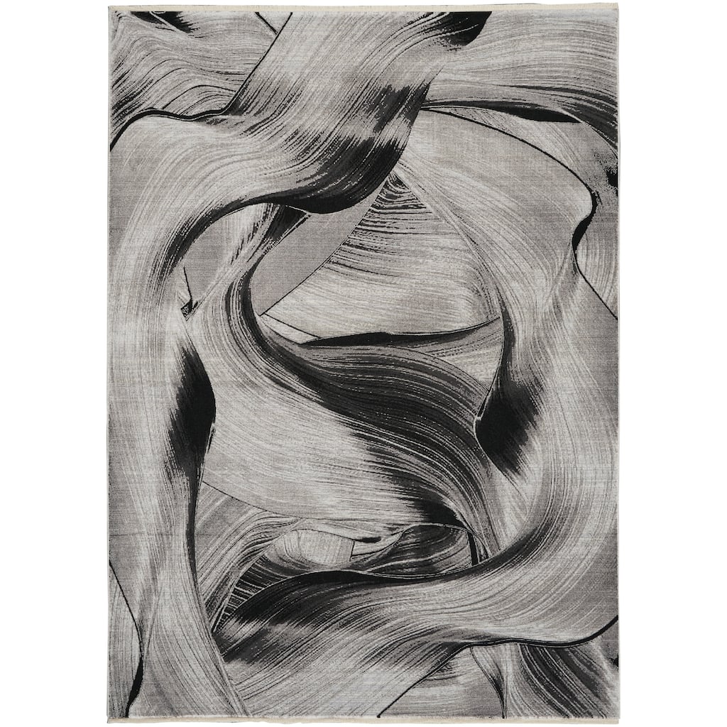 Calvin Klein Balian Abstract Grey/Black Area Rug