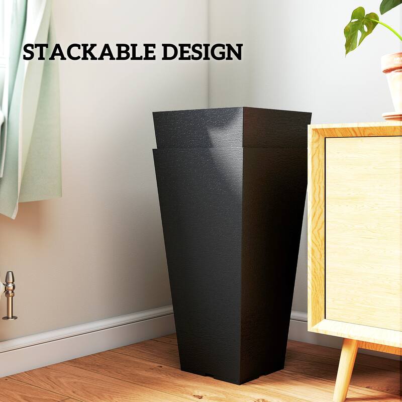 Outsunny 23 Inch Tall Planters for Outdoor Plants, Set of 2,Weather and UV Resistant Stackable Tapered Large Planters