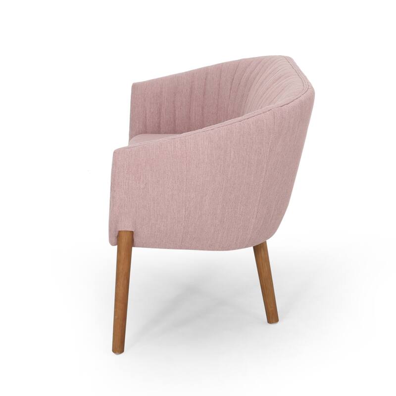 Fabric Upholstered Loveseat Sofa, Couch Settee with Curved Backrest, Small Loveseat Sofa with Rubber Wood Legs