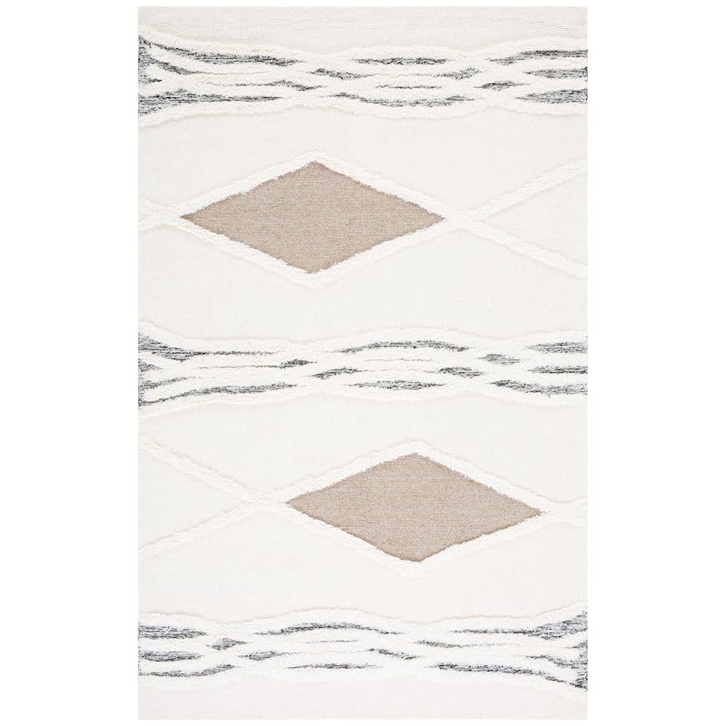 SAFAVIEH Handmade Casablanca Guenaelle Wool Rug - 6' Square - Ivory/Brown