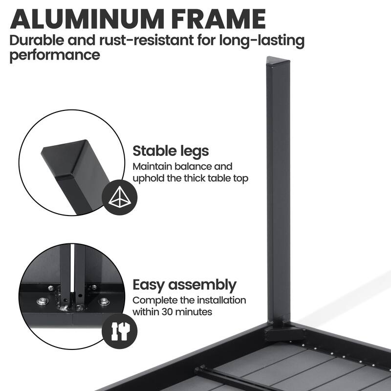 Outdoor Aluminum Patio Dining Table with Umbrella Hole