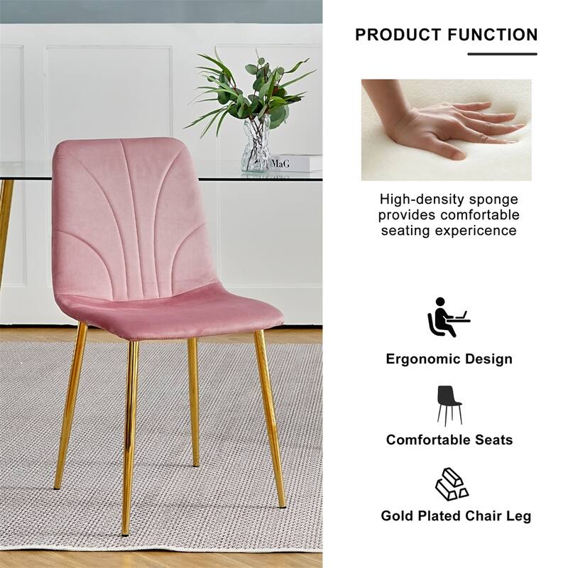 Modern Dining Chair with Gold Metal Legs (Set of 4)