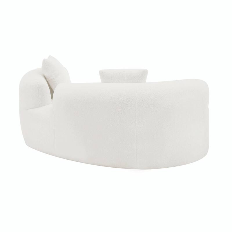 66.93" Curved Loveseat - White Full Compression Sponge Sofa with Teddy Velvet Fabric