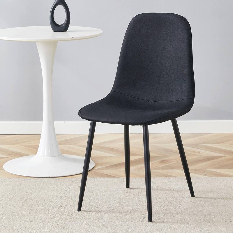 Roomfitters Linen Cotton Dining Chairs with Gold Metal Legs, High Resilience Upholstered Set of 4 for Home
