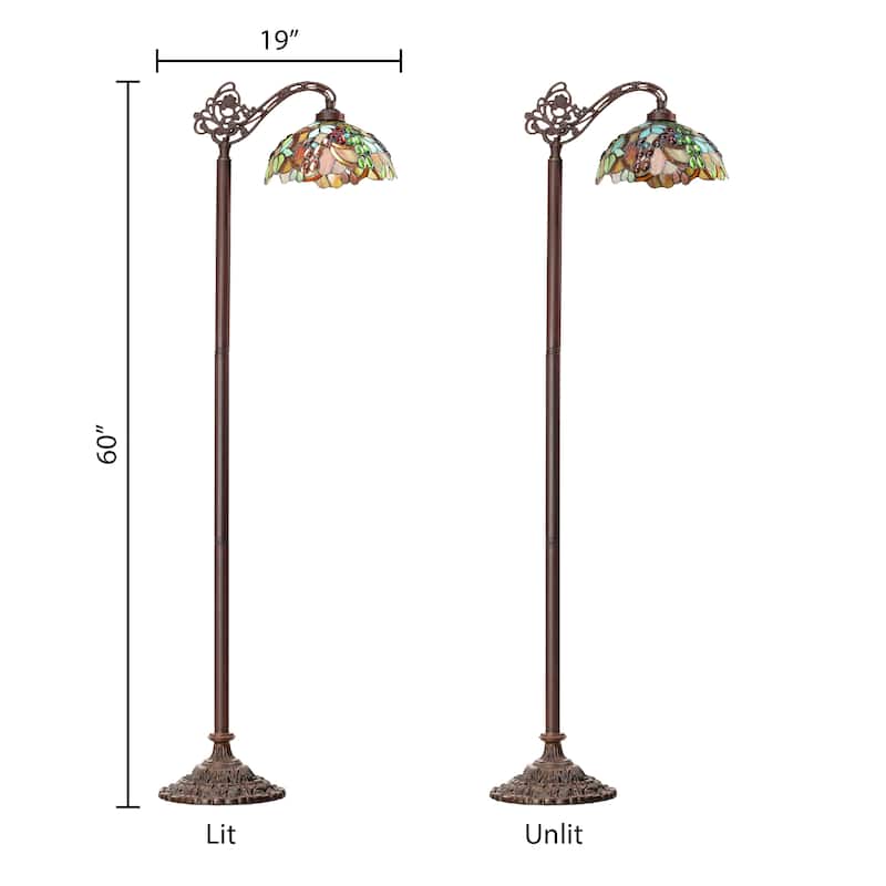 Victoria River of Goods Multicolor Tiffany Style Stained Glass Dome Shade 60-Inch Floor Lamp - 19" x 11.25" x 60"