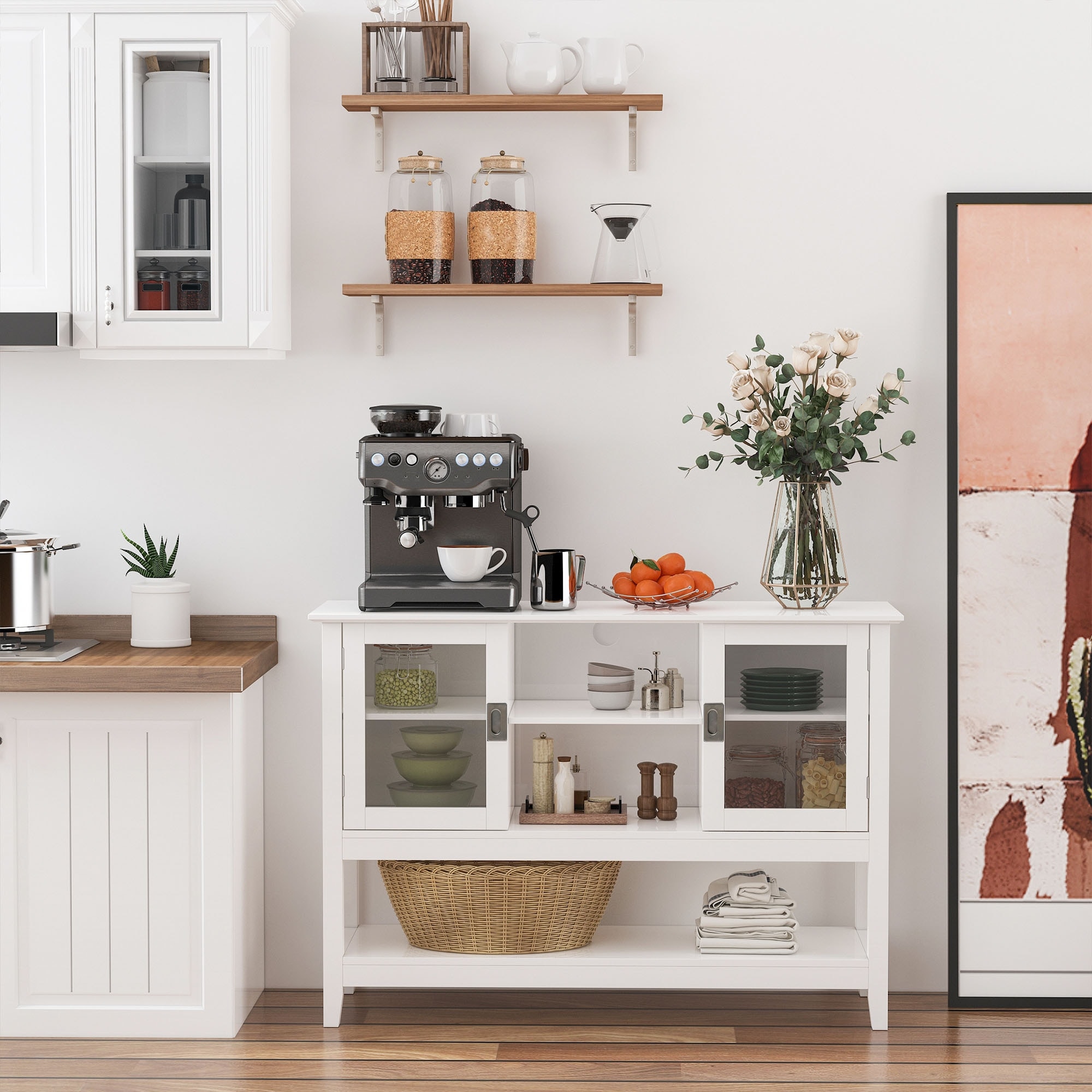 White Multiple Storage Options and Anti-Topple HOMCOM Modern Sideboard Buffet Entryway Storage Cabinet with Framed Glass Doors White Multiple Storage Options and Anti-Topple HOMCOM Modern Sideboard Buffet Entryway Storage Cabinet with Framed Glass Doors