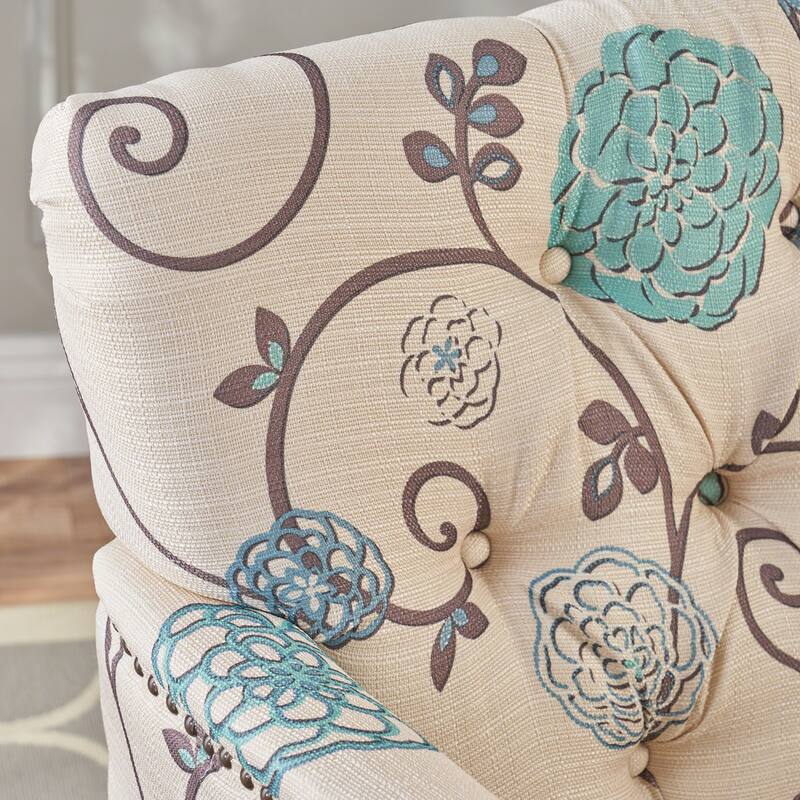 White+Blue 28" Button Tufted Club Chair
