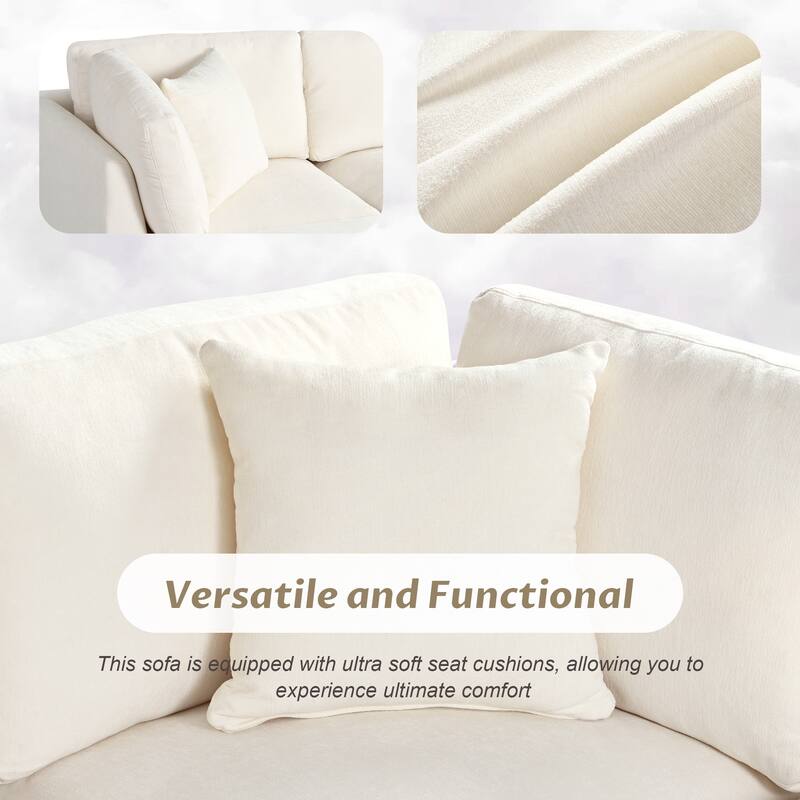 127.6" Polyester Modular L-Shaped Sectional Sofa with Ottoman