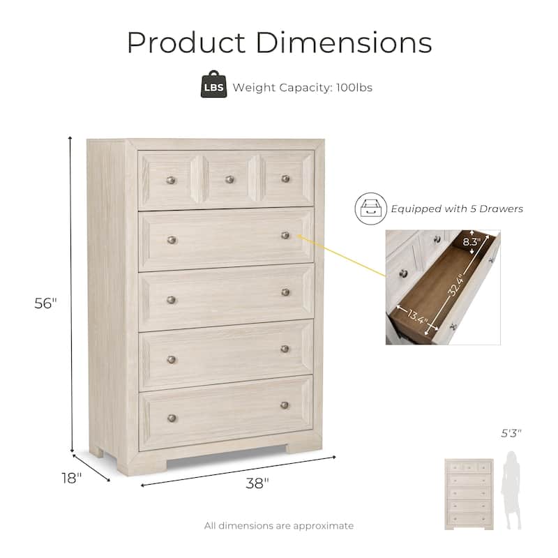 Furniture of America Durem Modern Classic Wood 5-Drawer Chest