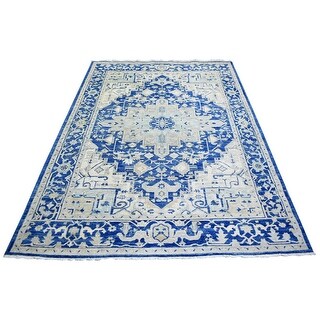 Shahbanu Rugs Blue Densely Woven Natural Dyes Wool Hand Knotted Finer ...