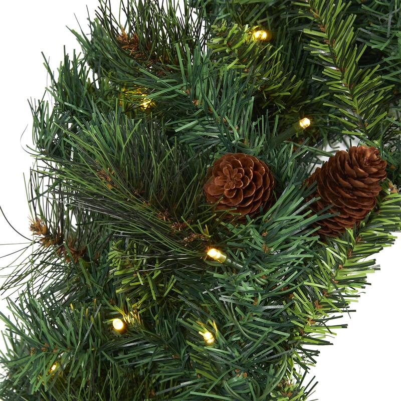 Mixed Pine Pinecone Artificial Christmas Wreath, 20-Inch, Clear LEDs