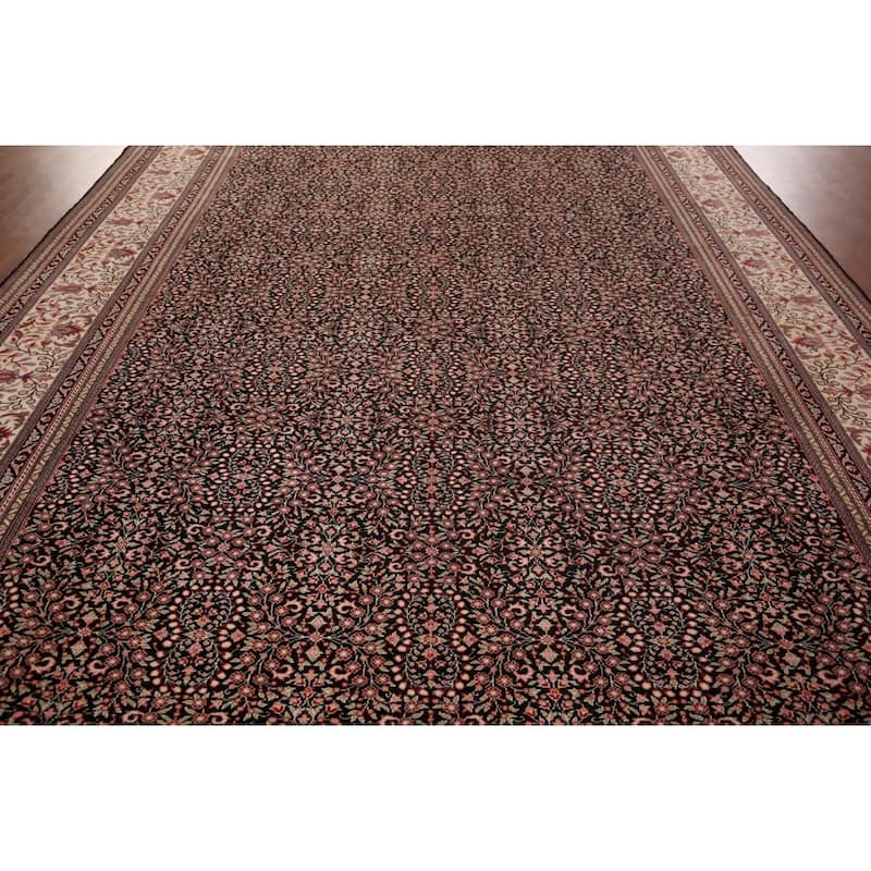 Black Anatolian Turkish Large Vintage Rug Hand-Knotted Wool Carpet - 10'0" X 13'7"