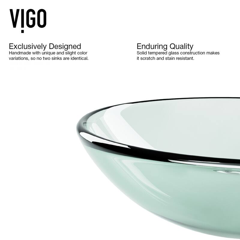 VIGO Giovanni 17"L x 17"W x 6"H Glass Round Vessel Bathroom Sink
