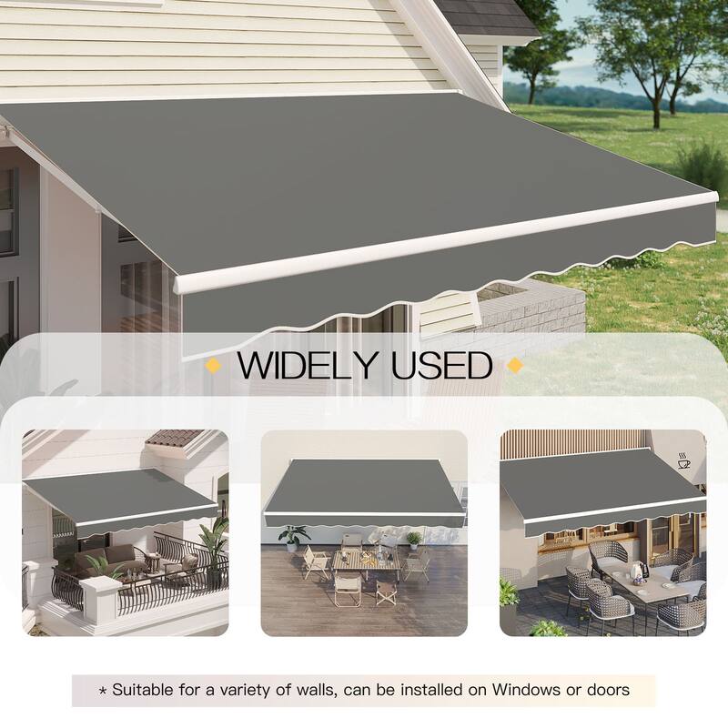 AECOJOY Manual Retractable Patio Awning Outdoor Sunshade Shelter (Cover Only)