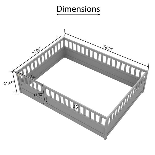dimension image slide 0 of 2, Full size Floor bed, integral construction with super high security barrier, door, children's floor bed frame, Montessori