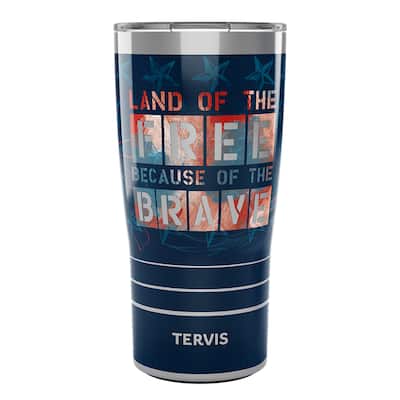 Tervis Traveler Home of the Free Because of the Brave Eagle Triple Walled Insulated Travel Tumbler, Stainless Steel