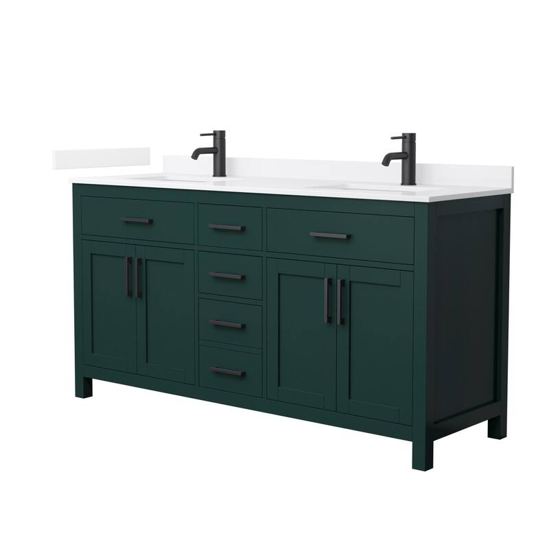 Wyndham Collection WCG2424-66D-QTZ-UNSMXX Beckett 66" Free Standing - Green / White Quartz Top / Matte Black Hardware
