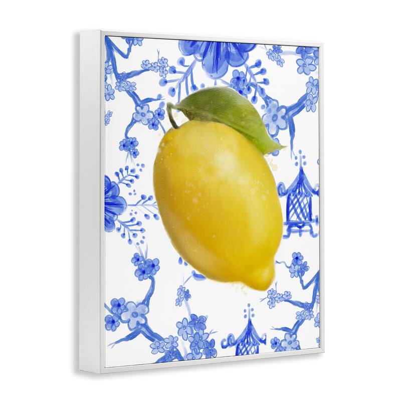 Stupell Lemon Over Chinoiserie Framed Giclee Art Design By Matthew Piotrowicz