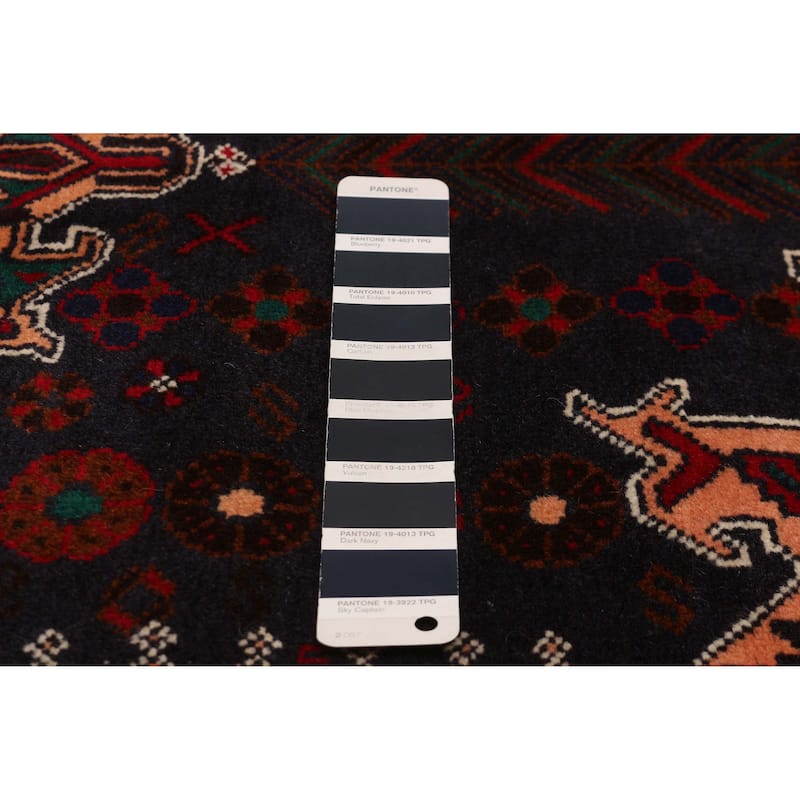Teimani Navy, Red Rug 3'9" x 6'7" - 3'9 x 6'7